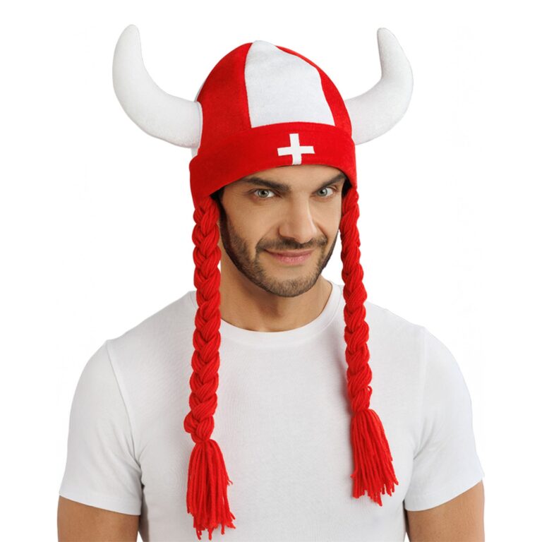 Vikingahjälm Schweiz med Flätor - One size